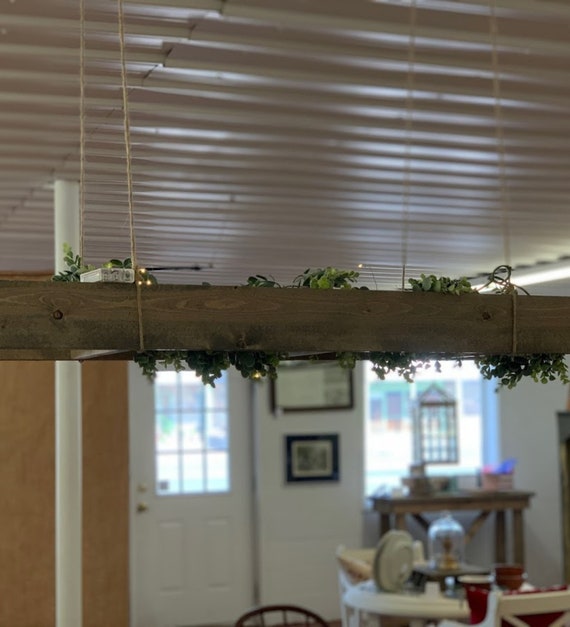 Decorative Ladder Hanging Rustic Ladder Wooden Ladder Farmhouse Lighting Patio Rustic Decor Farmhouse Decor Wedding Gift