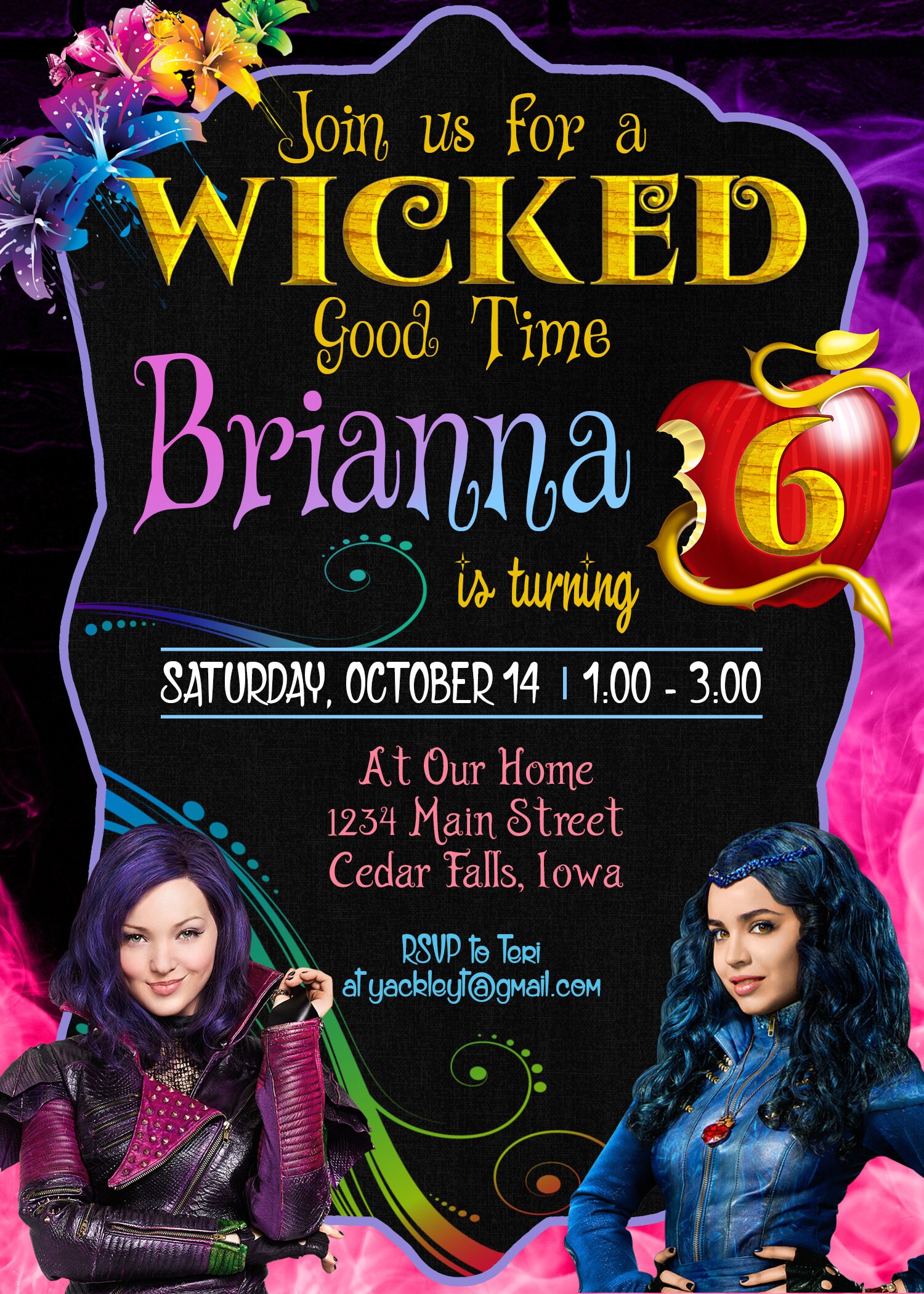 Descendants Birthday Party Invitation - Etsy for Free Printable Descendants Birthday Invitations
