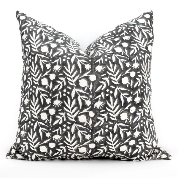 Black Floral Pillow Etsy