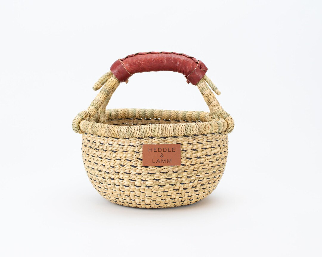 Chestnut and Natural Checked Bolga Basket