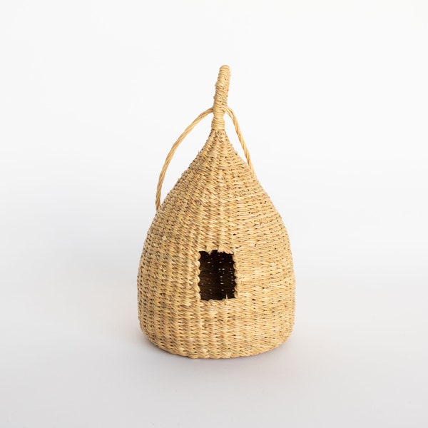 Bird House Natural Garden Basket - Handwoven in Ghana - Bird Feeder Basket - Made In Ghana