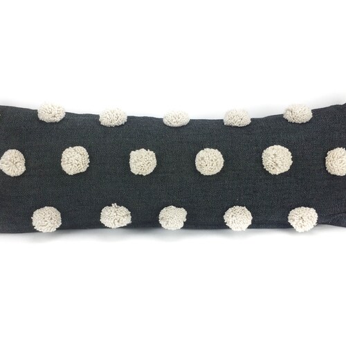 14 X 36 Black Long Lumbar Pillow Cover With Ivory Etsy