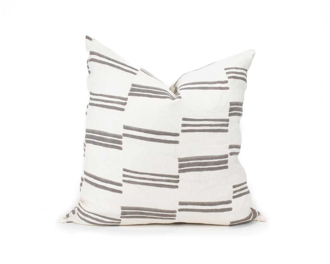 Image result for 20" Square Designer Striped Gray on Ivory Linen Pillow Cover, Gray and ...