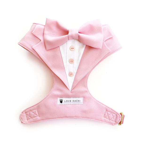 Baby Pink Bow Tie Tuxedo Dog Harness