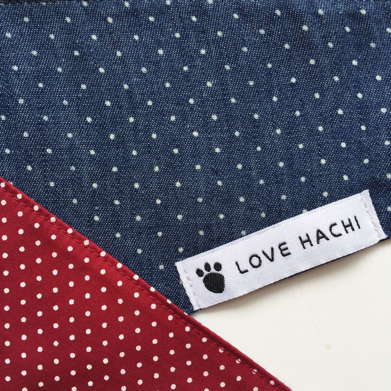 Reversible Denim /& Red Spot Dog Bandana