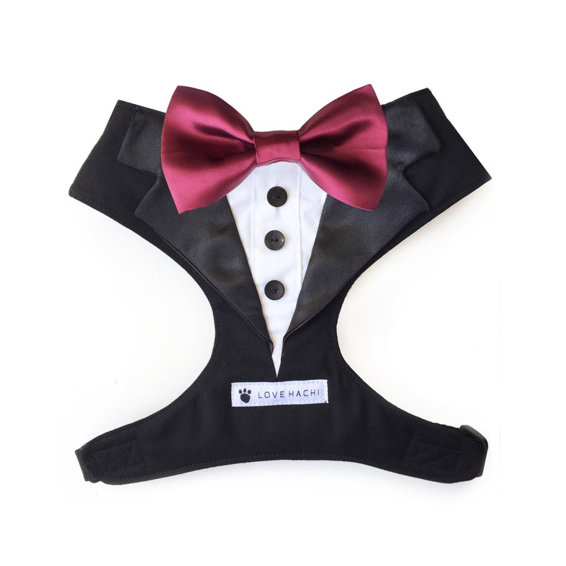 Burgundy Bow Tie Black Tuxedo Dog Harness Etsy Australia