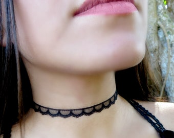 Black Choker Necklace, Patterned Lace Choker, Choker Necklace, Tattoo Black Choker, Boho Jewelry, Black Choker, Thin Choker, Trendy Jewelry