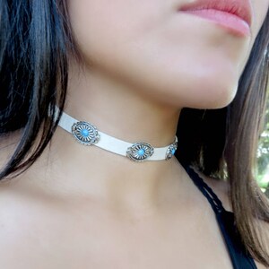 Choker Necklace, Suede Choker Necklace, Bohemian Choker, Fashion Trendy Jewelry, Suede Choker, Brown Turquoise Choker, Christmas Gift image 7