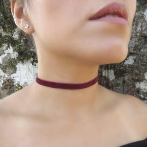 Thin Velvet Choker, Delicate Velvet Choker, Choker Necklace, Bordeaux Velvet  Necklace, Bohemian Choker, Boho Jewelry, Women Trendy Jewelry