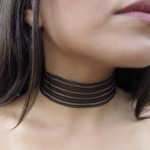Layered Choker, Black Choker Necklace, Patterned Lace Choker, Elastic Choker Necklace, Tattoo Choker, Thick Choker, Fashion Trendy Jewelry