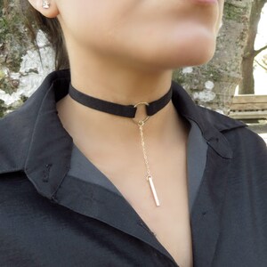 Choker Necklace, Suede Choker Necklace, Bohemian Black Choker Necklace, Women Fashion Jewelry, O Ring Choker, Leather Choker, Boho Jewelry image 4