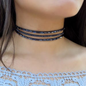 Layered Choker, Blue Choker, Choker Necklace, Suede Leather Choker, Delicate Choker, Triple Choker, Fashion Choker, Dainty choker, Trendy