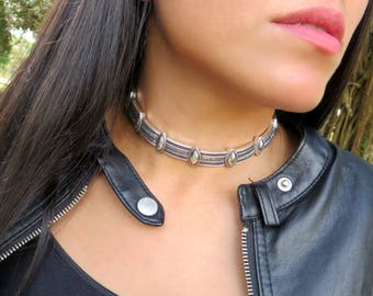 Choker Necklace, Metal Choker Necklace, Bohemian Choker Necklace, Boho Collar Choker, Link Chain Choker, Boho Necklace, Fashion Jewelry