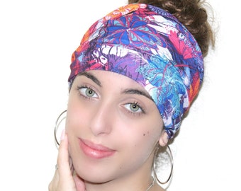 Diadema extra ancha, diadema elástica, diadema para correr, diadema para yoga, turbante hippie para mujer, turbante bohemio, diadema con rastas bohemia