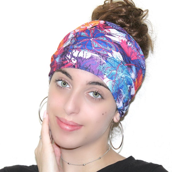 Extra Wide Headband, Scrunch Headband, Running Headband, Yoga Headband, Women Hippie Hair Wrap, Bohemian Turban, Boho Dreadlocks Headband
