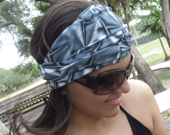 Gray Wide Headband, Yoga Headband, Running Headband, Fitness Headband, Women No Slip Headband, Bohemian Headband, Headwrap, Turban Headband