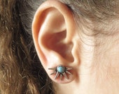 Silver Stud Earring, Minimalist Spikes Earrings, Turquoise Geometric Jacket Earring, Boho Earring, Fashion Ear Jacket, Women Trendy Jewelry