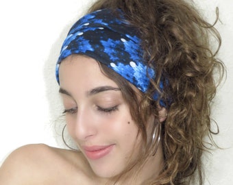 Blue Scrunch Headband, Yoga Headband, Wide Headband, Adult Headband, Hippie Headband, Turban Headband, Women Headband, Blue Hairwrap