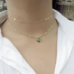 Dainty Gold Choker, Heart Shimmer Choker, Layering Heart Choker, Delicate Chain Choker Necklace, Gold Layering Necklace, Gold Chain Choker
