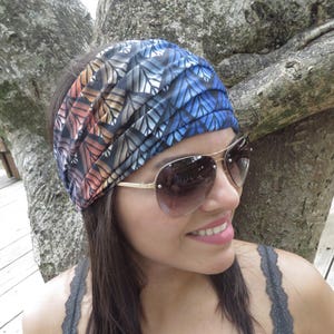 Hippie Wide Headband, Yoga Blue Headband, Running Headband, Fitness Headband, Women Headband, Jersey Boho Headband, Wide Bohemian Turban