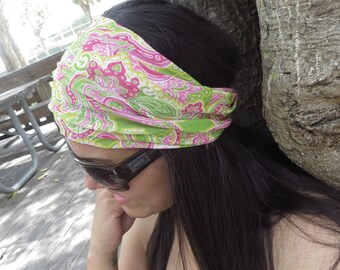 Green Wide Headband, Yoga Headband, Running Headband, Fitness Headband, Women No Slip Headband, Bohemian Headband, Headwrap, Turban Headband