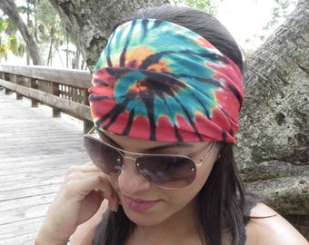 Tie Dye Headband, Running Headband, Red Wide Headband, Yoga Headband, Fitness Headband, Hippie Headband, Bohemian Turban, Women Headband