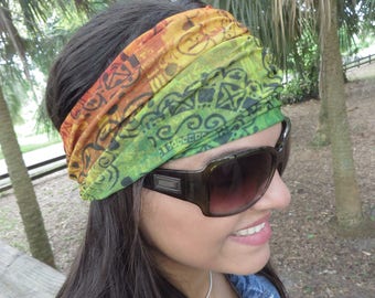 Yoga Headband, Rasta Wide Headband, Running Headband, Fitness No Slip Headband, Women Headband, Jersey Hippie Headband, Wide Bohemian Turban