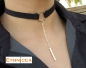 Choker Necklace, Suede Choker Necklace, Bohemian Black Choker Necklace, Women Fashion Jewelry, O Ring Choker, Leather Choker, Boho Jewelry