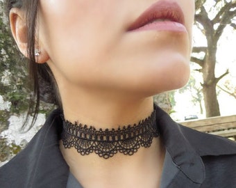 Boho Choker Black lace choker Dainty Choker Thick Bohemian Lace Chic Boho jewelry Gift for Her Black Choker Necklace