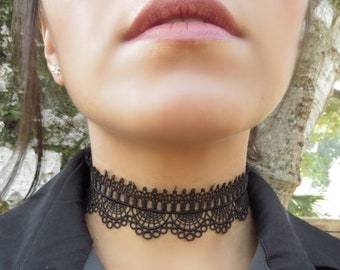 Black Elastic Tattoo Choker Necklace – Haus of Boho