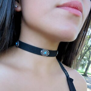 Choker Necklace, Suede Choker Necklace, Bohemian Choker, Fashion Trendy Jewelry, Suede Choker, Brown Turquoise Choker, Christmas Gift image 6