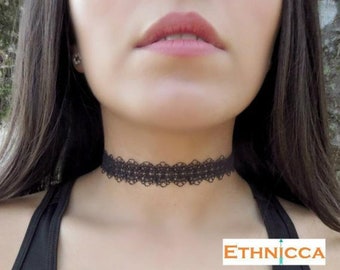 Black Choker Necklace, Patterned Lace Choker, Choker Necklace, Tattoo Black Choker, Boho Jewelry, Black Choker, Thin Choker, Trendy Jewelry