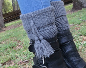 Boot Cuffs Gray Toppers Leg Warmers Boot Cuffs Women Socks Knitted Leg Warmers Boho Crochet Winter Accessories Warmer Boots Socks For Her