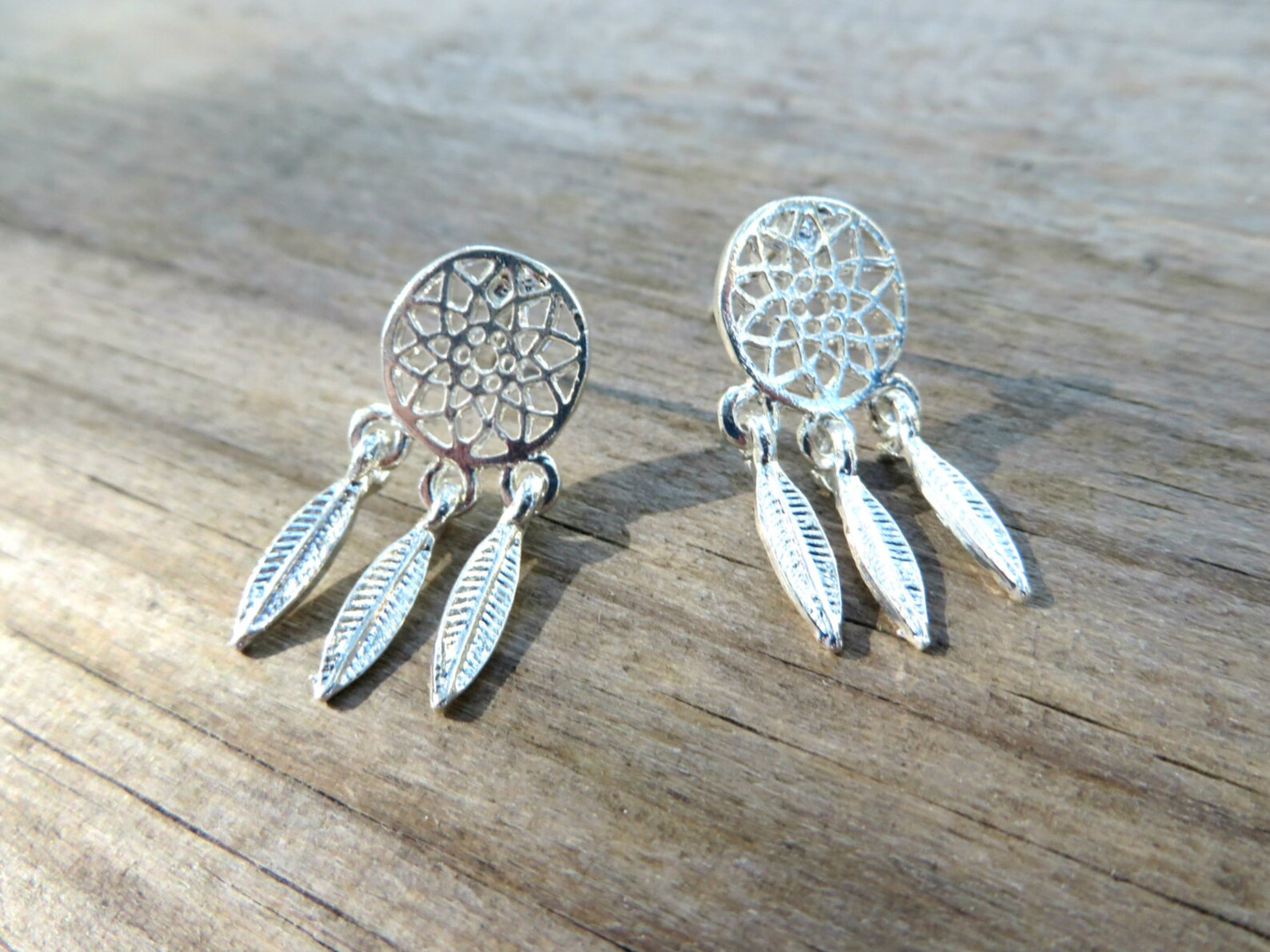 Silver Dream Catcher Earring Minimalist Stud Earring Native Etsy
