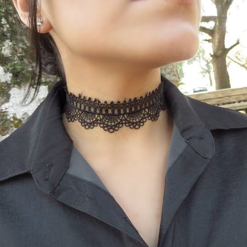 Black Lace Choker Necklace For For Women And Girlsgothic Tattoo Lace  Chokers Necklace Black Tassel Necklaces Sparkly Crystal Necklace Chain  Jewerly F  Fruugo IN