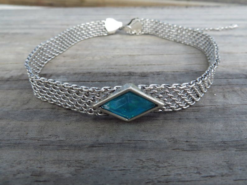 Statement Choker Necklace Turquoise Boho Choker Mesh Silver Choker Metal Choker Necklace Dainty Choker Fashion Jewelry Bohemian Choker