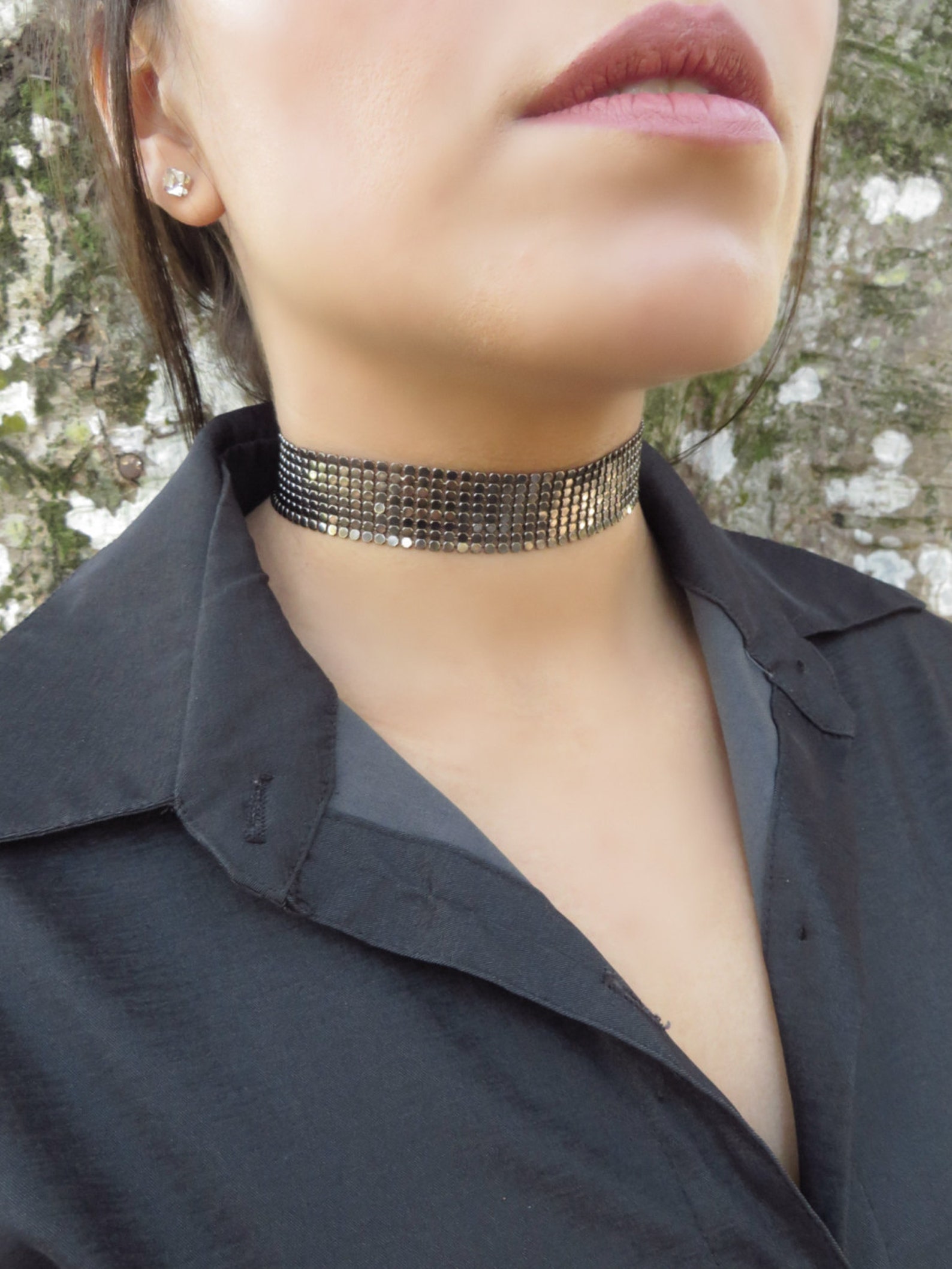 Mesh Choker Necklace Metal Choker Choker Necklace Wide Etsy