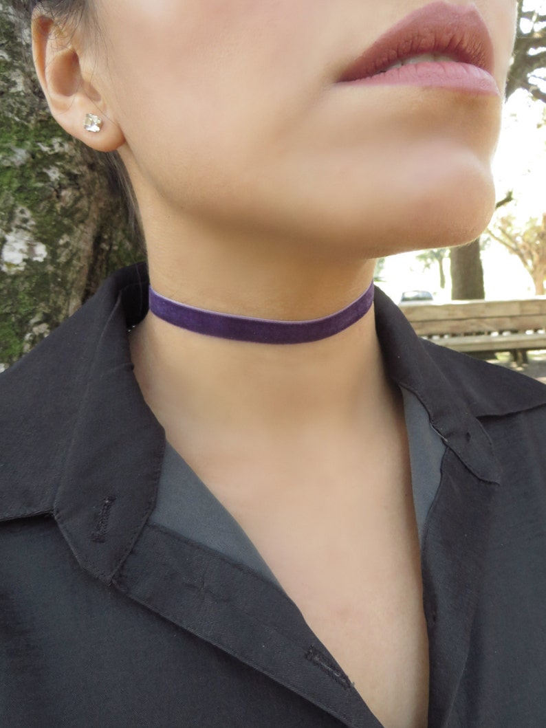 Velvet Choker, Purple Velvet Choker, Choker Necklace, Thin Velvet Choker Necklace, Bohemian Choker, Boho Jewelry, Women Trendy Jewelry image 2