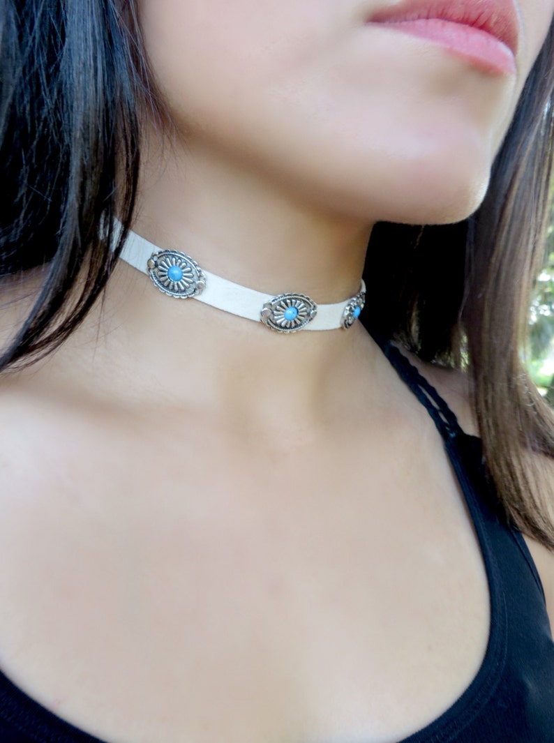 White Choker Necklace Native American Jewelry Suede Choker Etsy