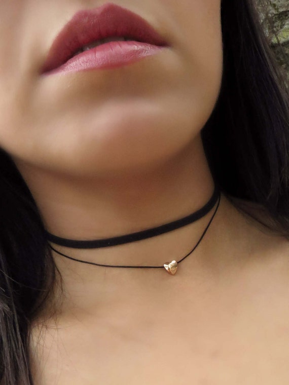 Ladies Black Chocker Choker Trendy Heart Collar Necklace Fashion Jewellery  Girls