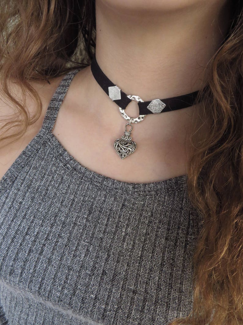 Black Chokerheart Chokerchoker Necklaceo Ring Chokercircle Etsy