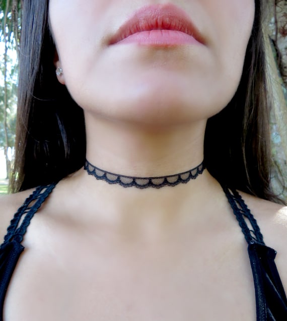 Collana girocollo in pizzo nero in stile gotico vittoriano con