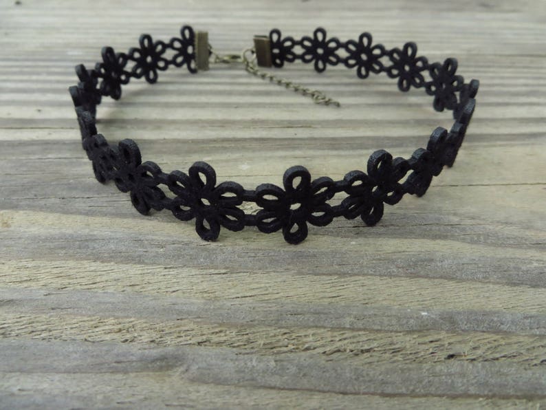 Bohemian Choker Black Choker Choker Necklace Lace Leather Black Choker Patterned Flower Choker Suede Leather Choker Trendy Jewelry