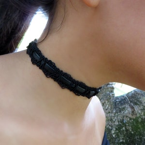 Black Choker Necklace, Velvet Choker, Patterned Choker Necklace, Bohemian Choker, Boho Jewelry, Black Choker, Leather Choker, Trendy Jewelry image 5