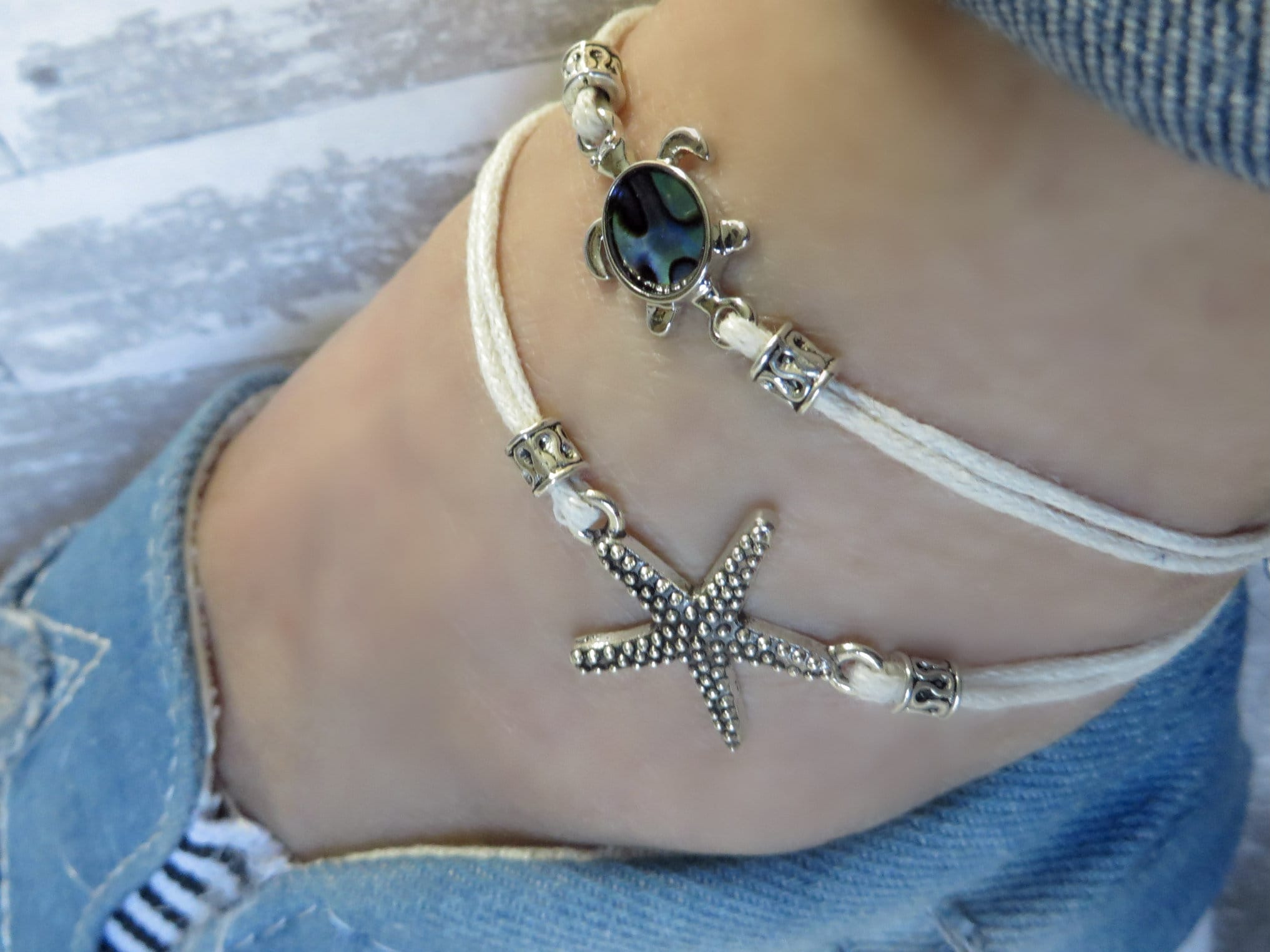 Boho Perles Poignet Bracelets Sea Turtle Bracelet Plage Sandale cheville Bijoux