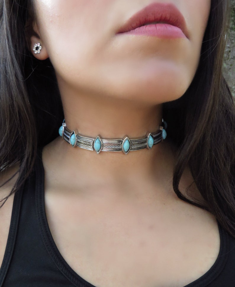 Choker Necklace Metal Choker Necklace Bohemian Choker Etsy