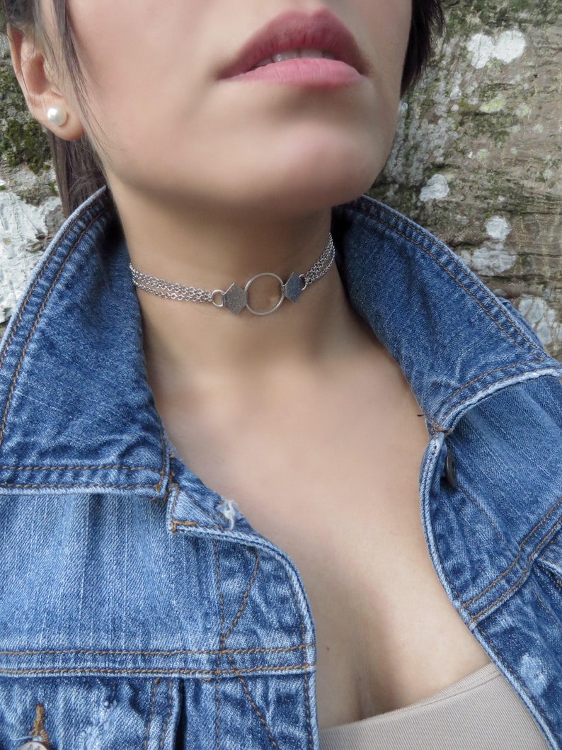 Silver Statement Choker Dainty Choker Chain Choker Necklace Circle Silver Choker Ring Choker Gothic O Ring Collar Delicate Ring Choker Jewelry Necklaces Valresa Com