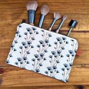 Handmade Cotton Canvas Zipper Pouch: Travel Makeup Bag
