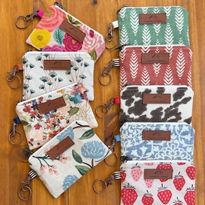 Keychain Wallet: Canvas Zipper Pouch with Keyring