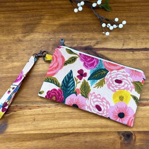Cell phone wristlet purse, small purse, small zipper purse, small canvas handbag